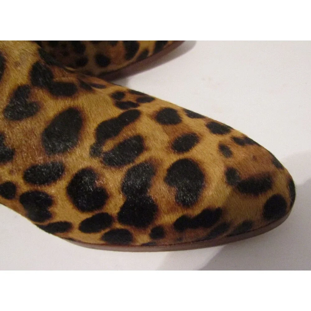 JCrew Walker Ankle Boots Walker Calf Hair Leopard Print Booties Size 8.5